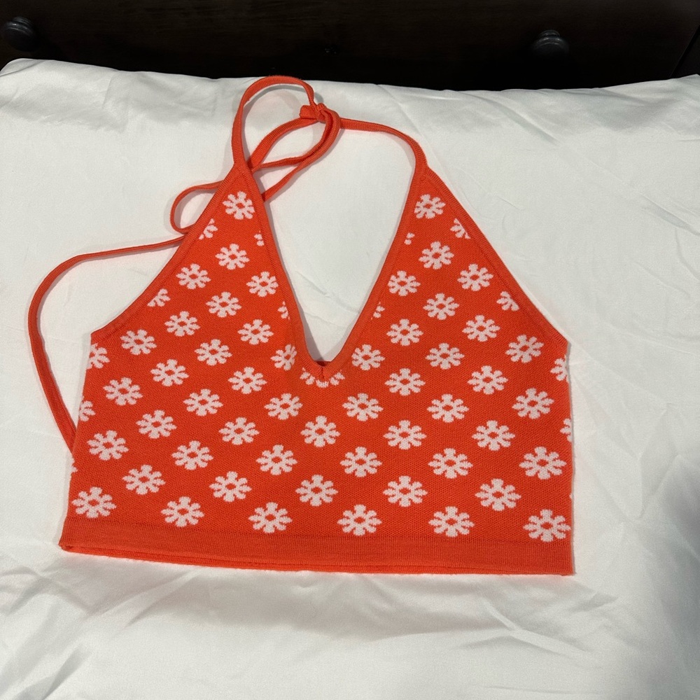Floral Orange Tank Top